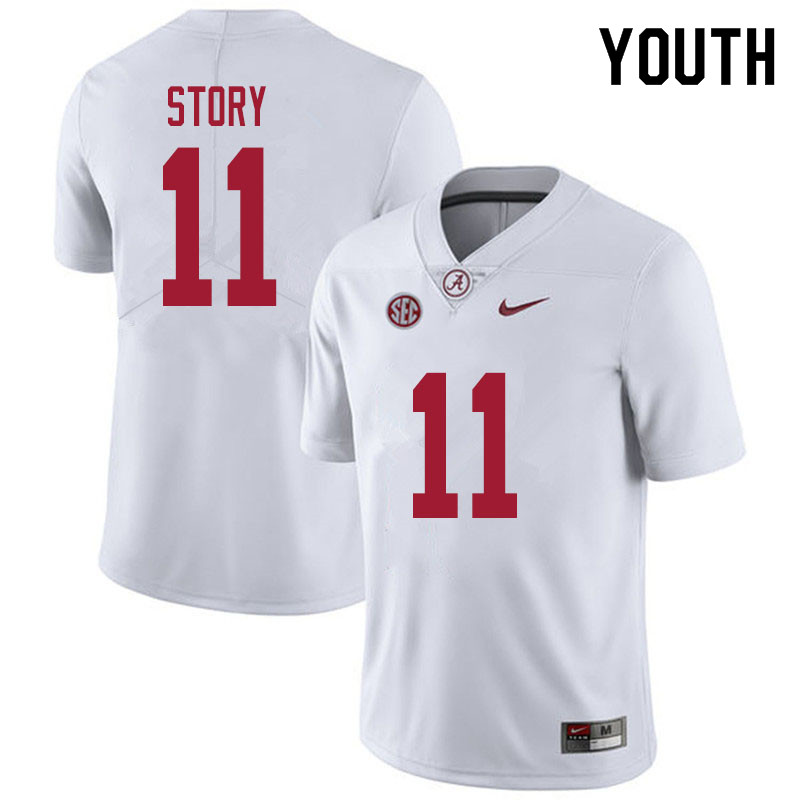 Youth #11 Kristian Story Alabama White Tide College Football Jerseys Sale-White
